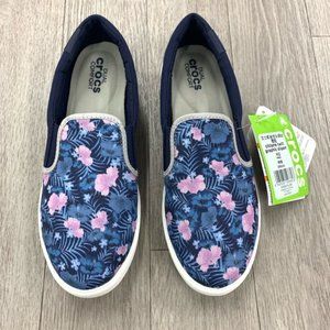 CROCS Citilane Twill Graphic Navy Floral Slip-Ons